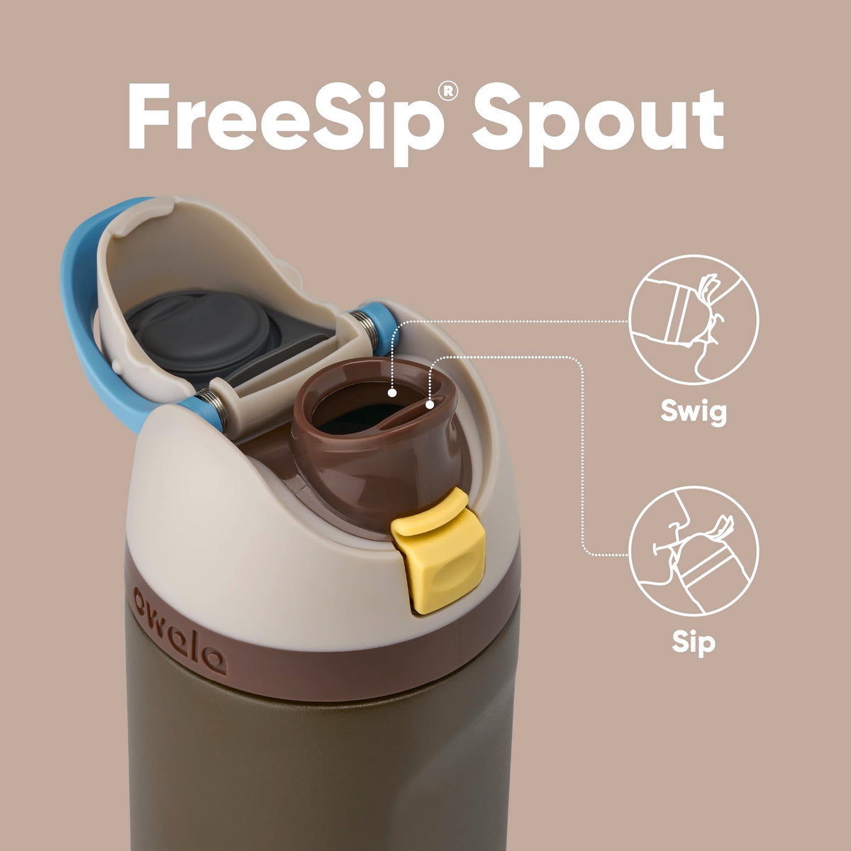 Owala FreeSip straw design enables upright sipping on the go
