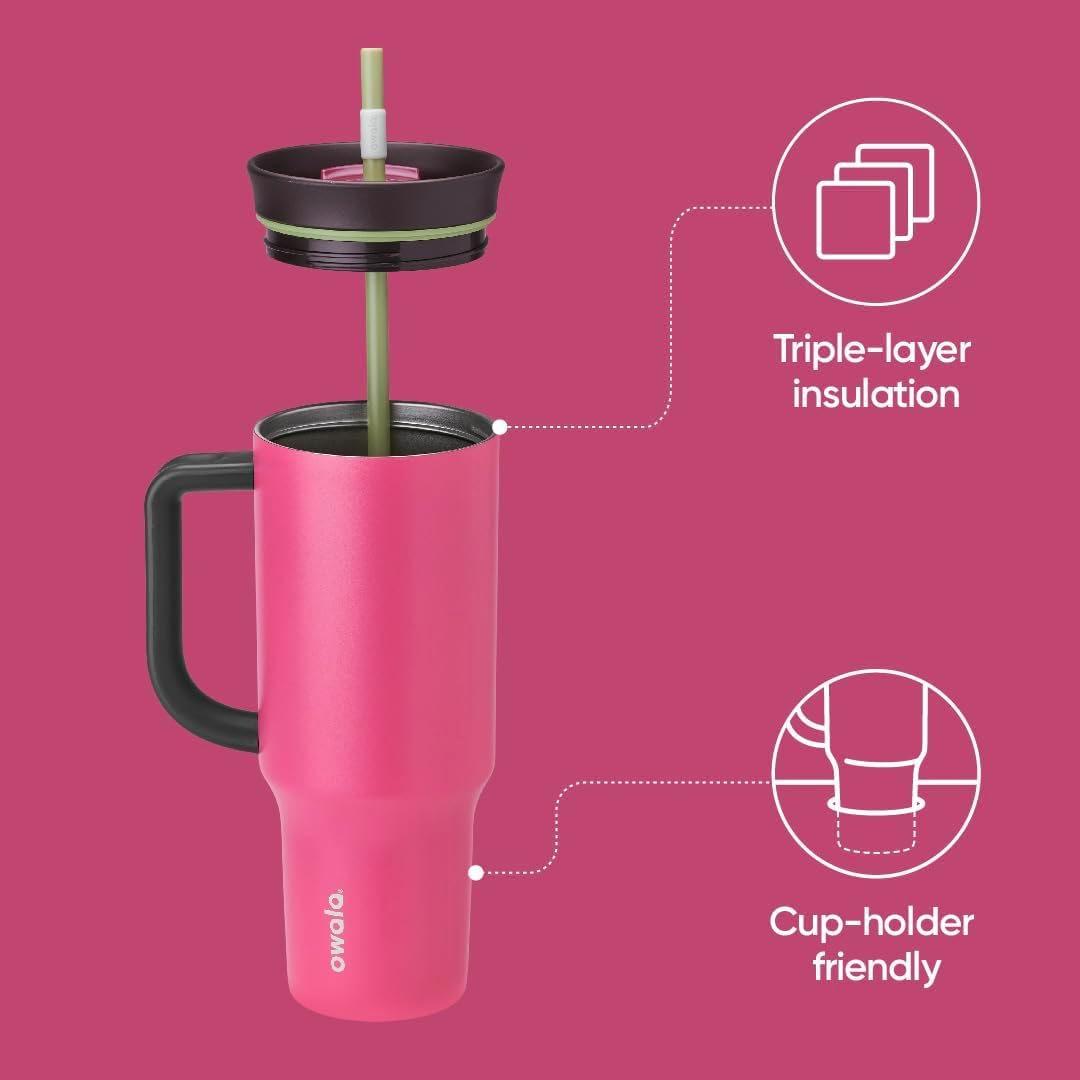 Owala Watermelon Breeze lid with removable straw for sip or swig