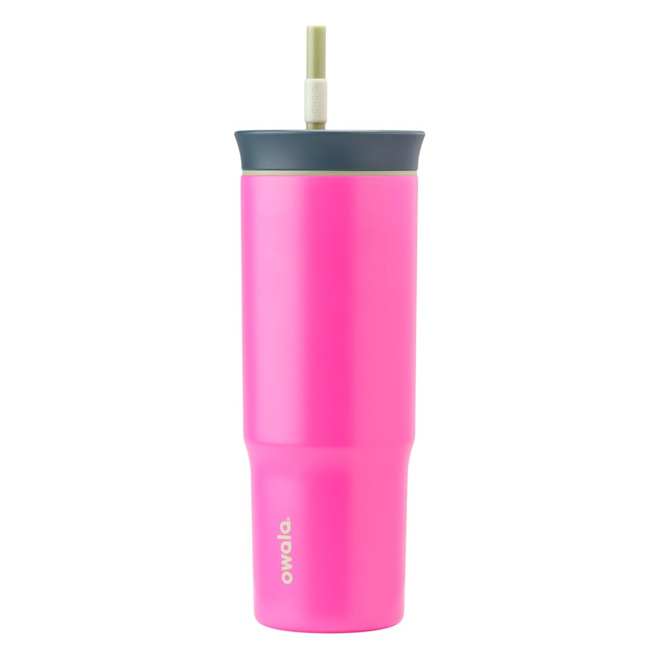 Owala Watermelon Breeze 24 oz tumbler with closed lid for spill-free travel