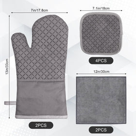 Close-up of non-slip silicone surface on Owfeel mitts for secure grip with warm cookware