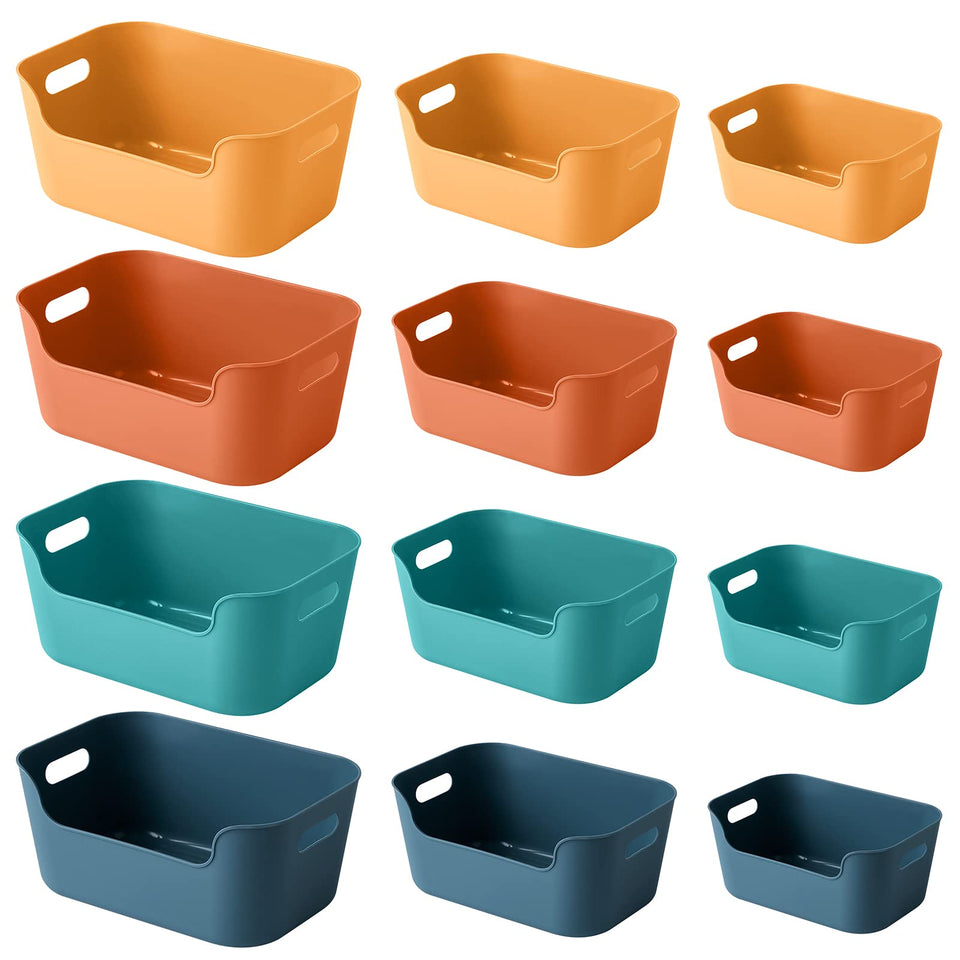 OWill 12 pack mixed color storage bins for versatile home organization