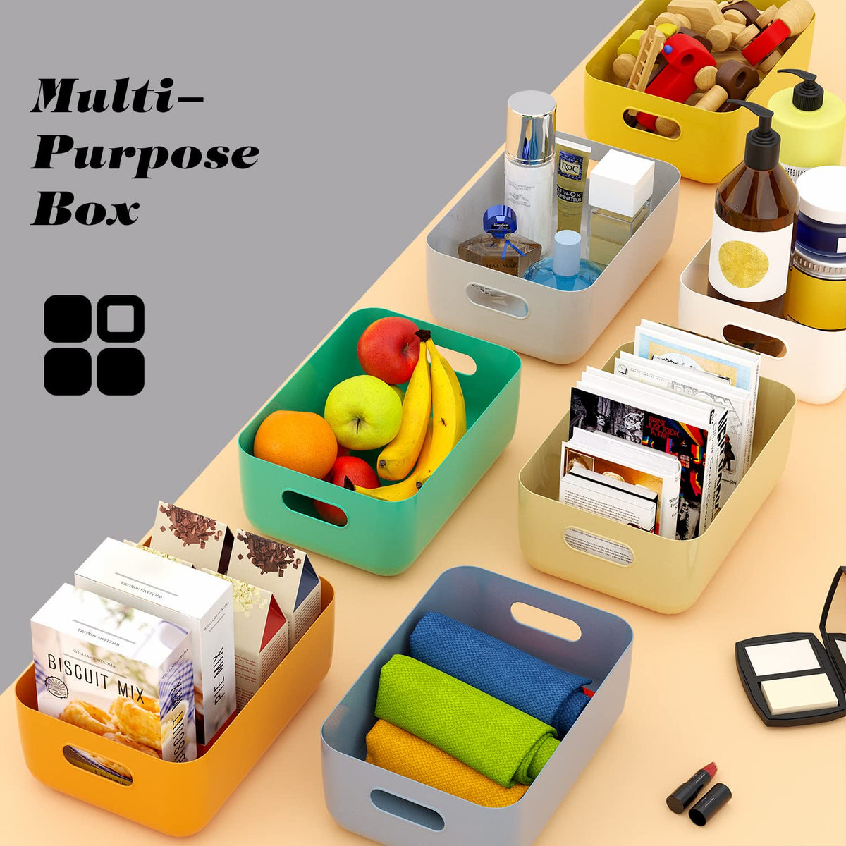 OWill BPA-free durable bins withstand daily use in busy homes