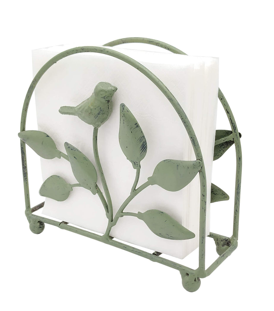 Owlgift cast iron bird napkin holder featuring a bird motif, ideal for rustic tables.