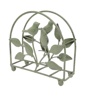 Owlgift front-view napkin holder showcases its decorative bird and tree motif.