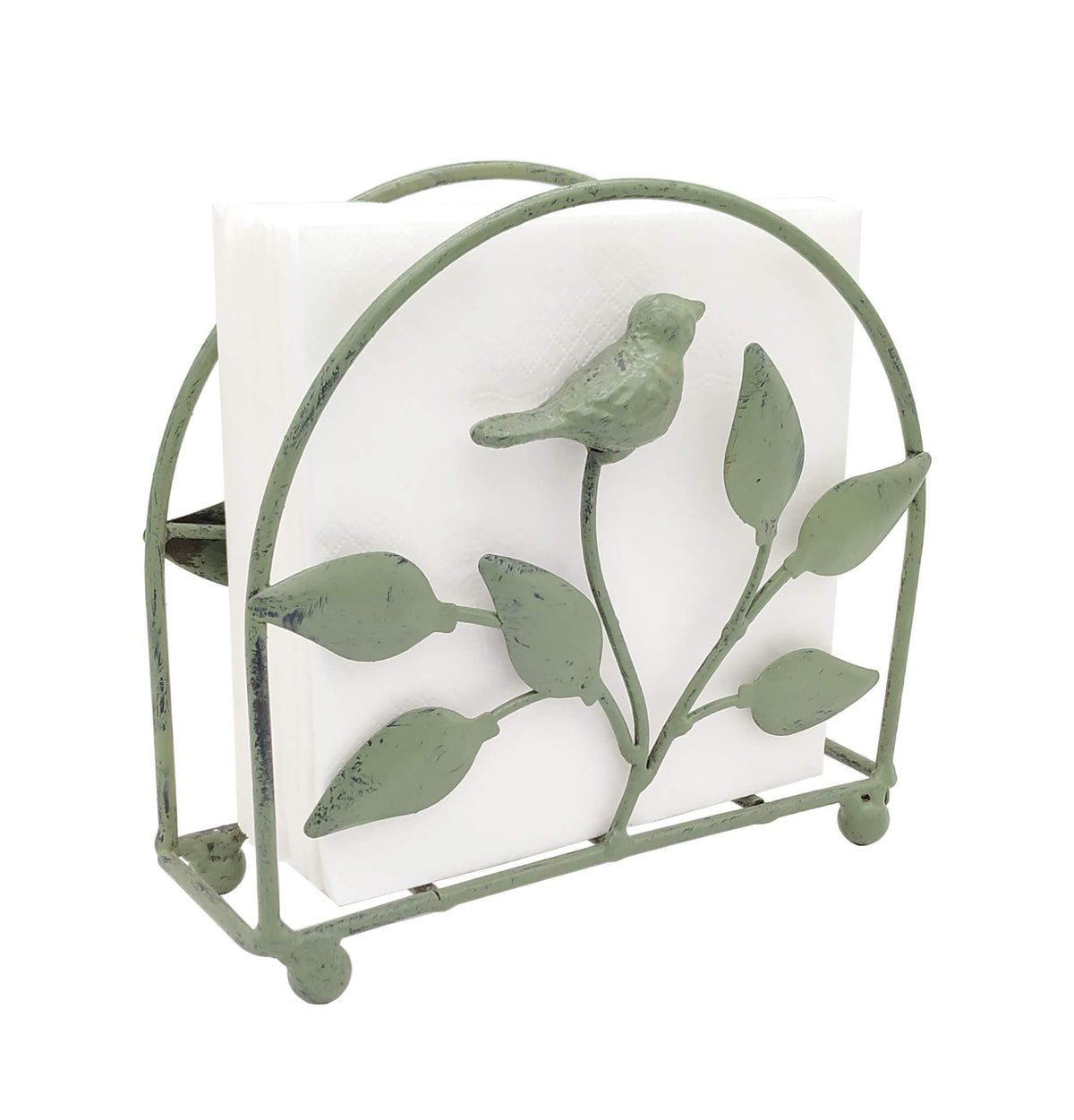 Owlgift rustic-green finish napkin holder enhances outdoor and kitchen settings.