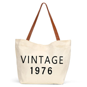 OWSUMER 1976 canvas tote front view shows ample space for daily essentials.
