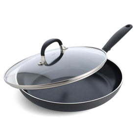 OXO 12-inch non-stick pan with lid for effortless release and weeknight meals.
