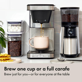 OXO Brew 8-Cup carafe with double-wall stainless steel for long heat retention.