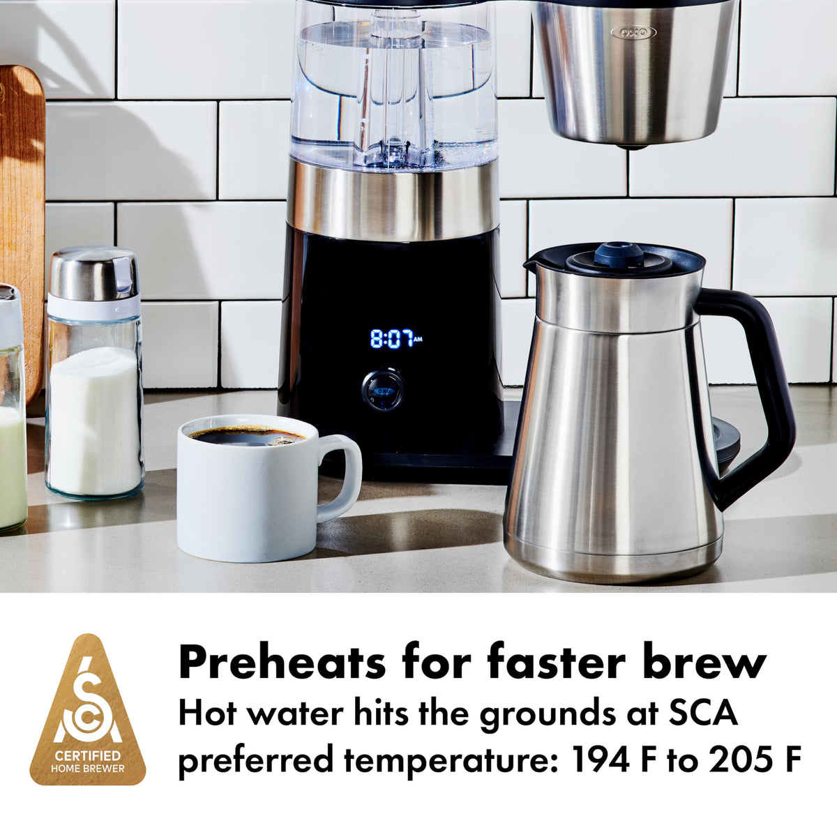 OXO Brew 9-Cup with programmable dial makes scheduling a fresh brew easy.