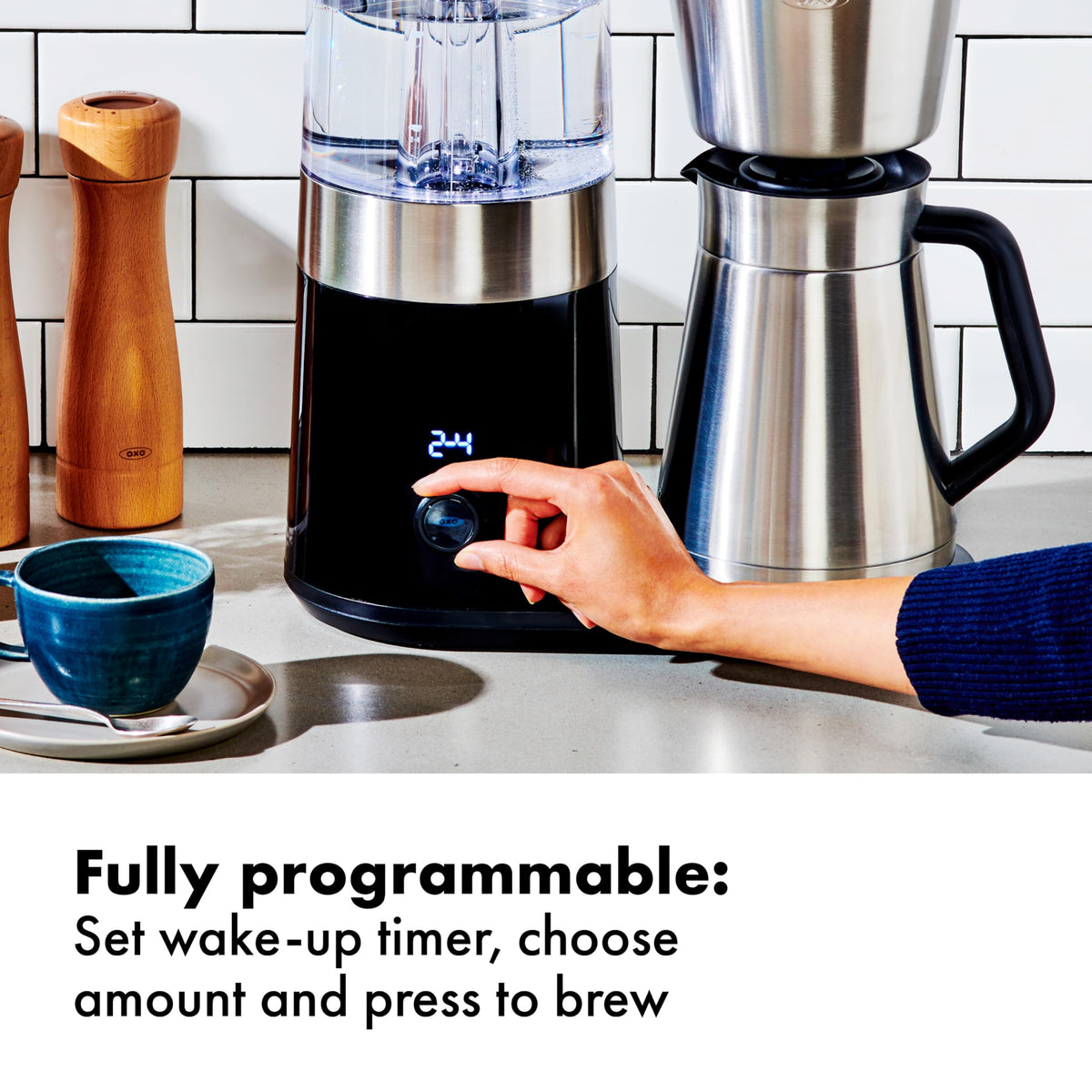 OXO Brew 9-Cup pause-and-pour lets you grab a cup mid-brew.