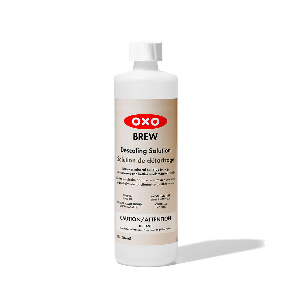 OXO Brew descaling solution bottle for coffee makers and kettles, odorless and residue-free
