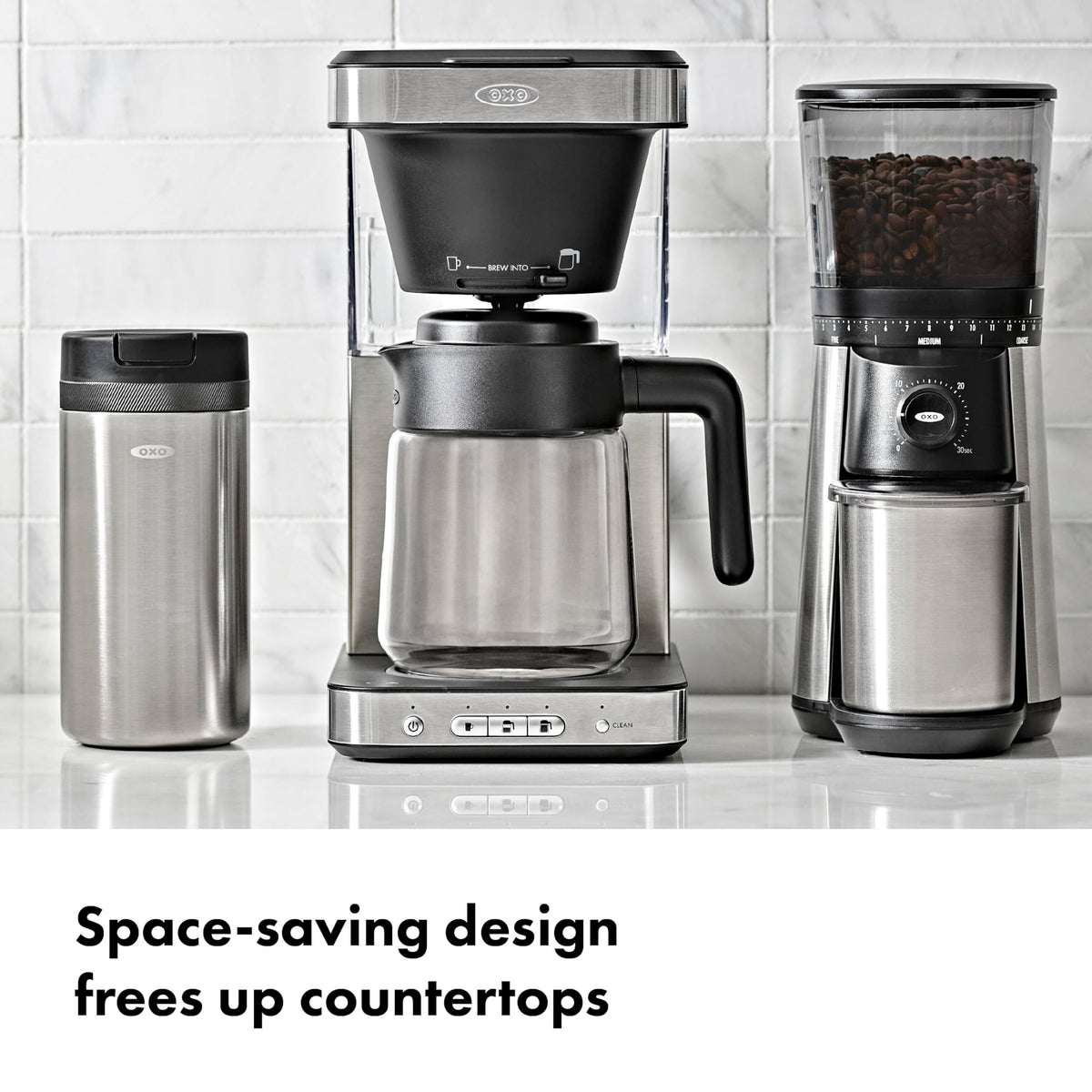 Included coffee scoop for precise measuring of grounds.