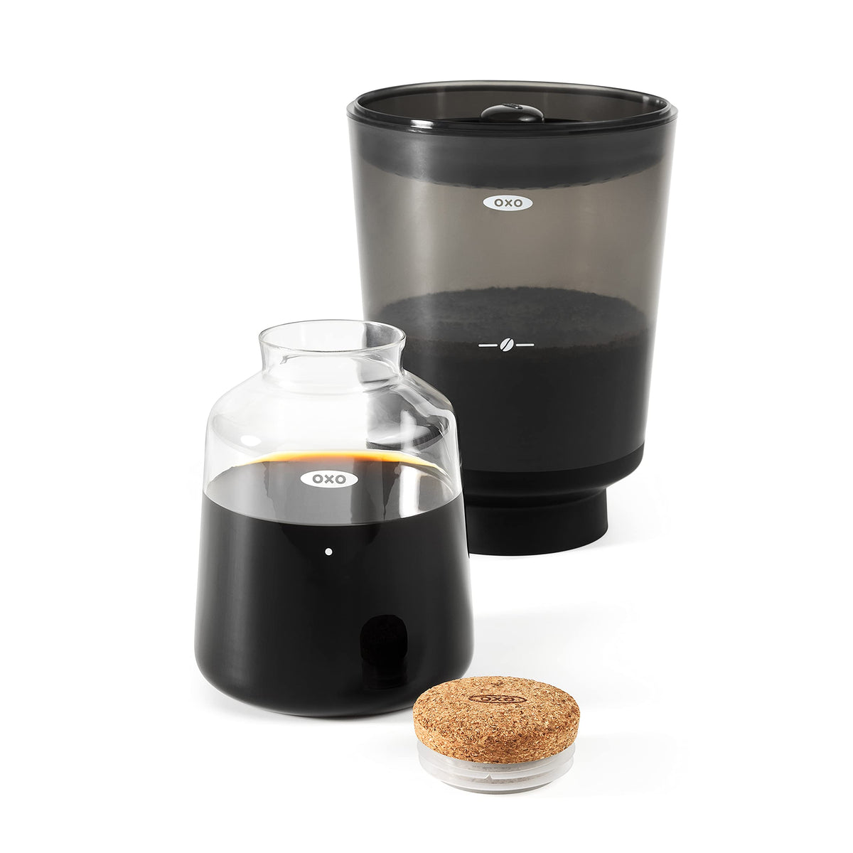 OXO Brew Compact unit on the counter ready for fresh cold brew concentrate.