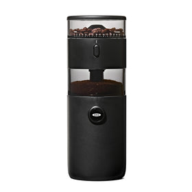 OXO Brew Compact Conical Burr Grinder with compact design for small kitchens.