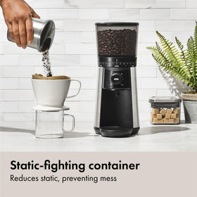 OXO Brew hopper filled with beans for 12-ounce capacity