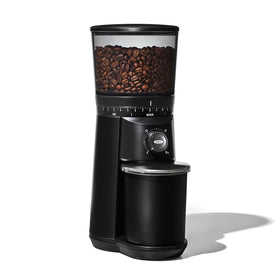 OXO Brew conical burr grinder in matte black delivers uniform grounds for even extraction