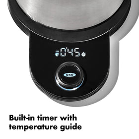 OXO Brew cordless base with cool-grip handle for easy pouring.