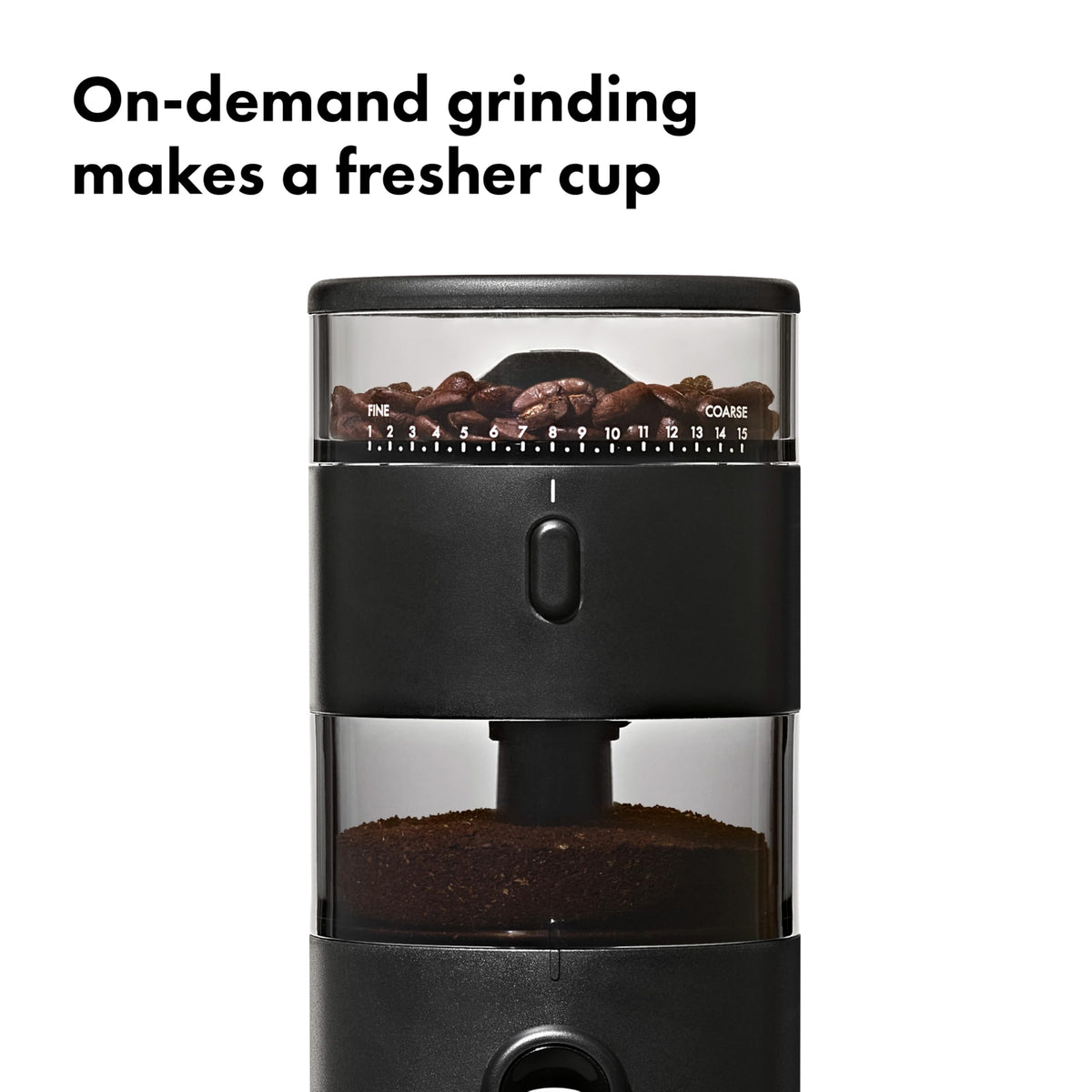 OXO Brew hopper holds up to 50 grams for up to six cups of coffee.