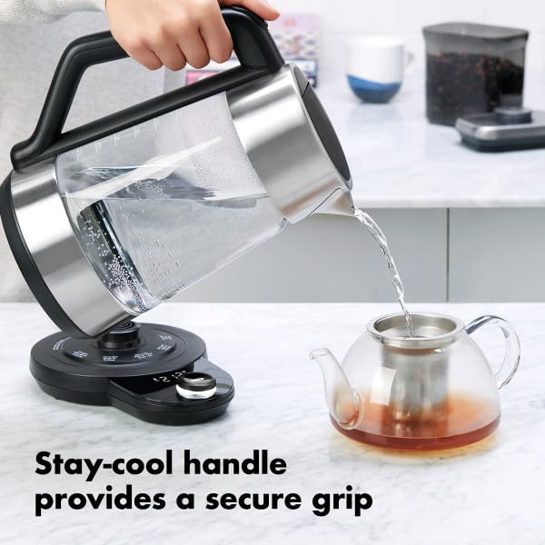 OXO Brew kettle lid slow-open reduces steam splatter