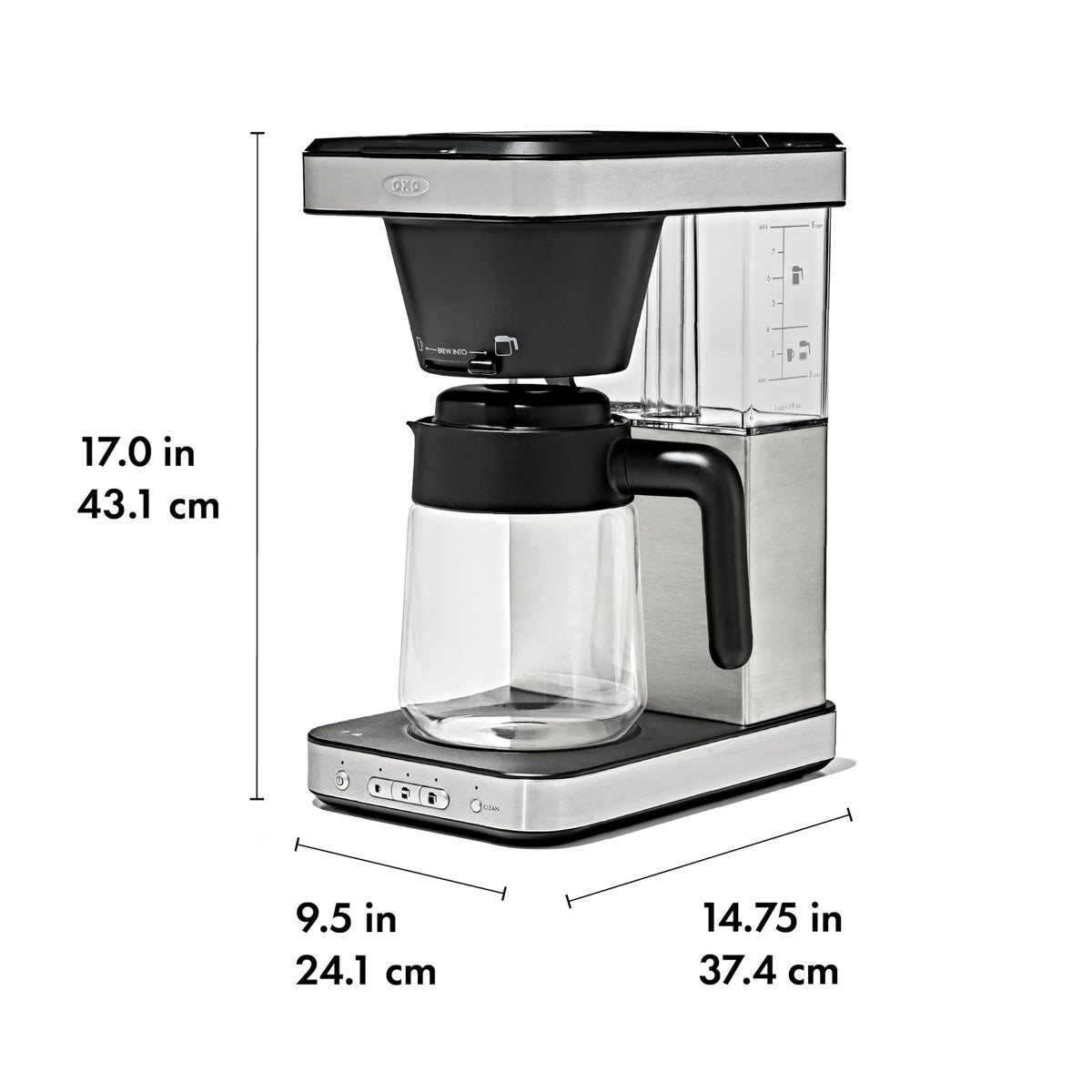 Mug riser reduces drips and fits under cabinets.