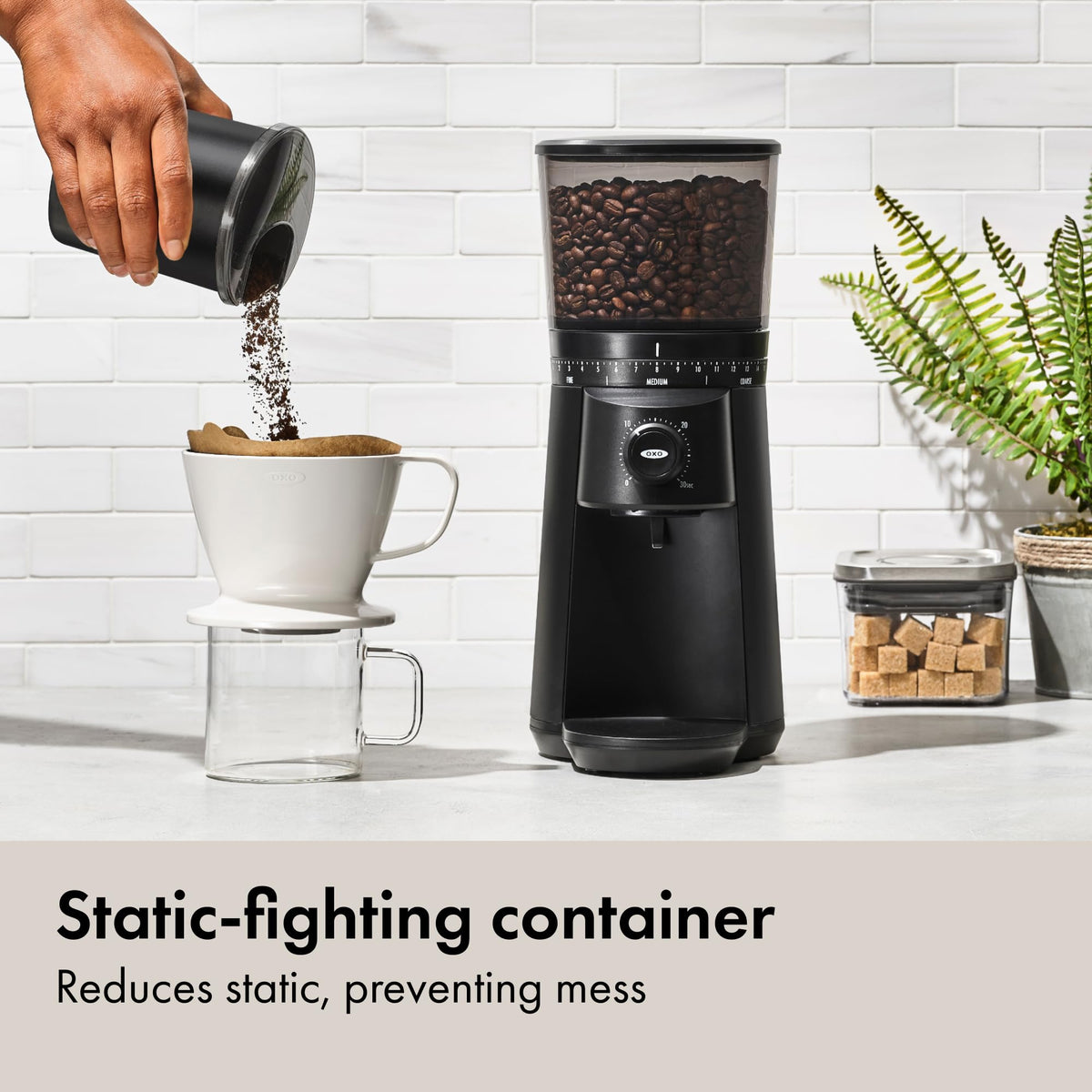 OXO Brew one-touch start saves last grind setting for quick mornings
