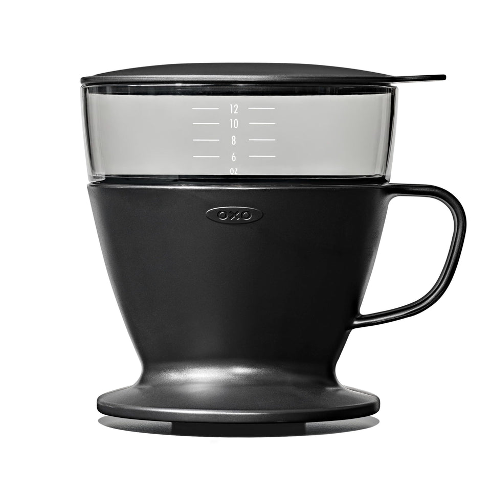 OXO Brew Pour Over Water Tank in matte black ready for precise, even extraction.