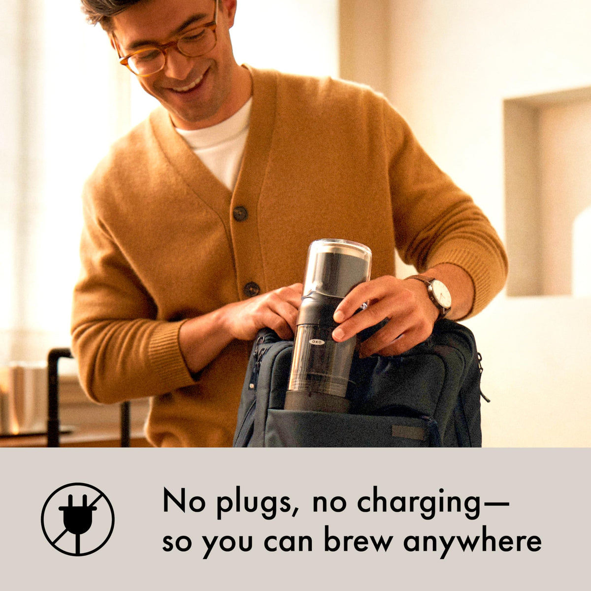 OXO Brew Rapid Brewer tamper included for even extraction.