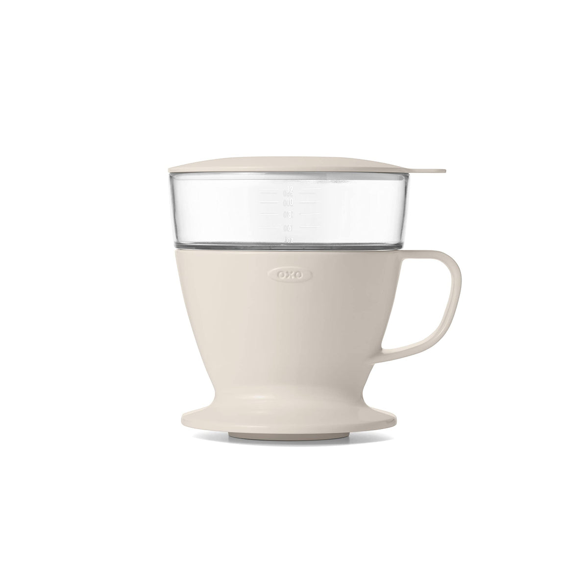 OXO Brew pour-over coffee maker front view on a clean countertop for compact use