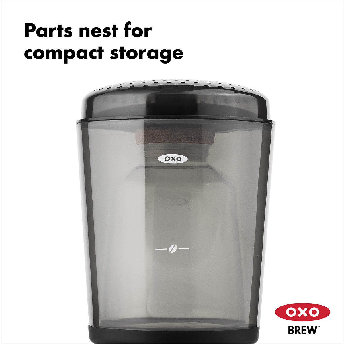 OXO stainless steel mesh filter is reusable and easy to clean.