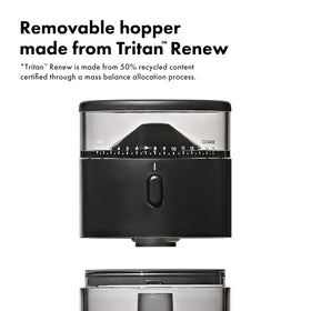 OXO Renew Tritan hopper emphasizes recycled content and durable design.