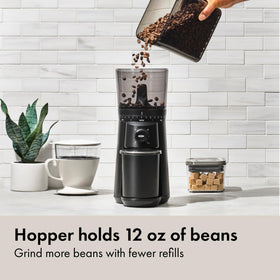 OXO burr grinder with 15 settings dial enables espresso to French press grinding