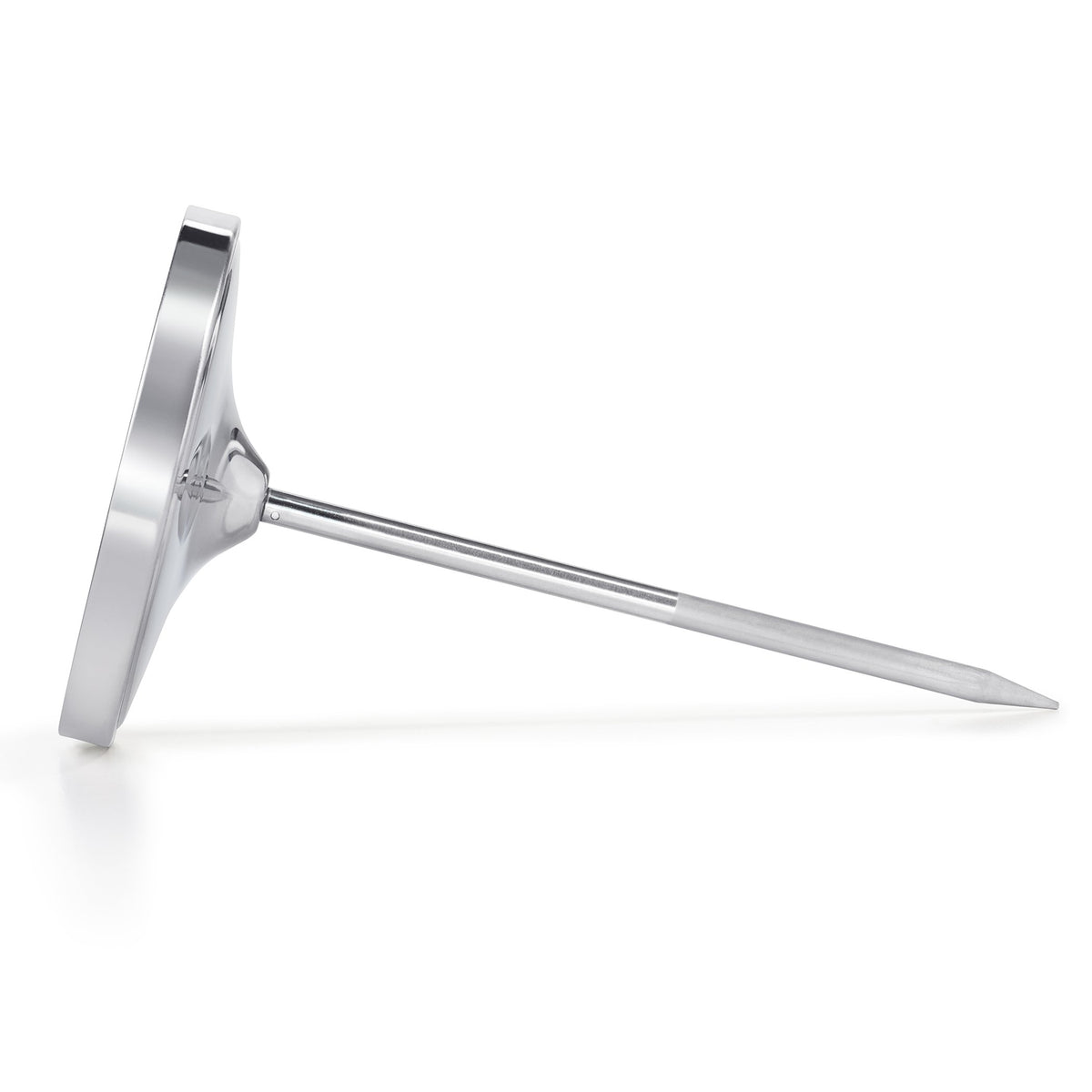 OXO leave-in thermometer in oven-ready position with dial visibility.