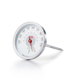 OXO Good Grips Chef's Precision analog thermometer probe in oven for precise results.