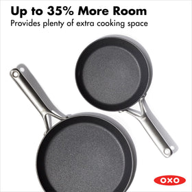 OXO diamond-reinforced ceramic nonstick coating for effortless release and cleanup.
