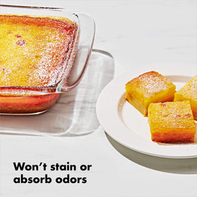 OXO baking dish includes dimension markings to confirm the right size.