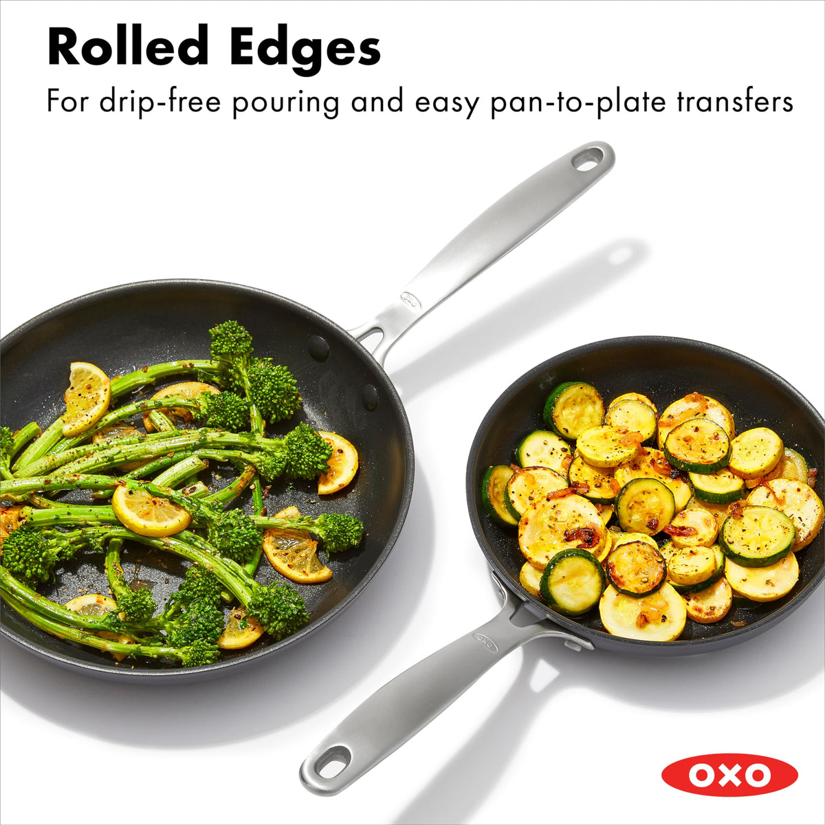 OXO Enhanced 10-inch pan highlighting even heat for searing