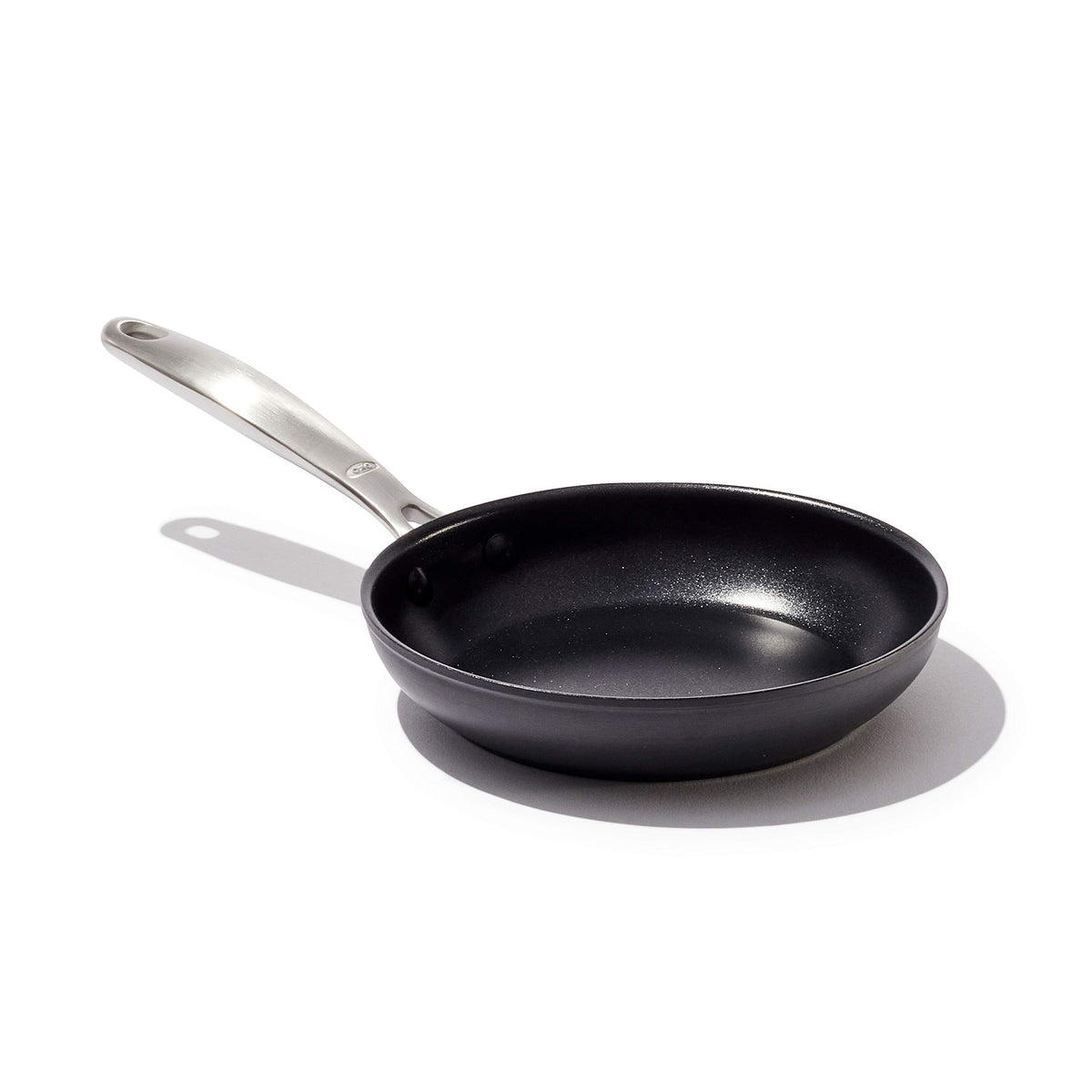 OXO Enhanced 8-inch frying pan with diamond ceramic coating for easy food release.