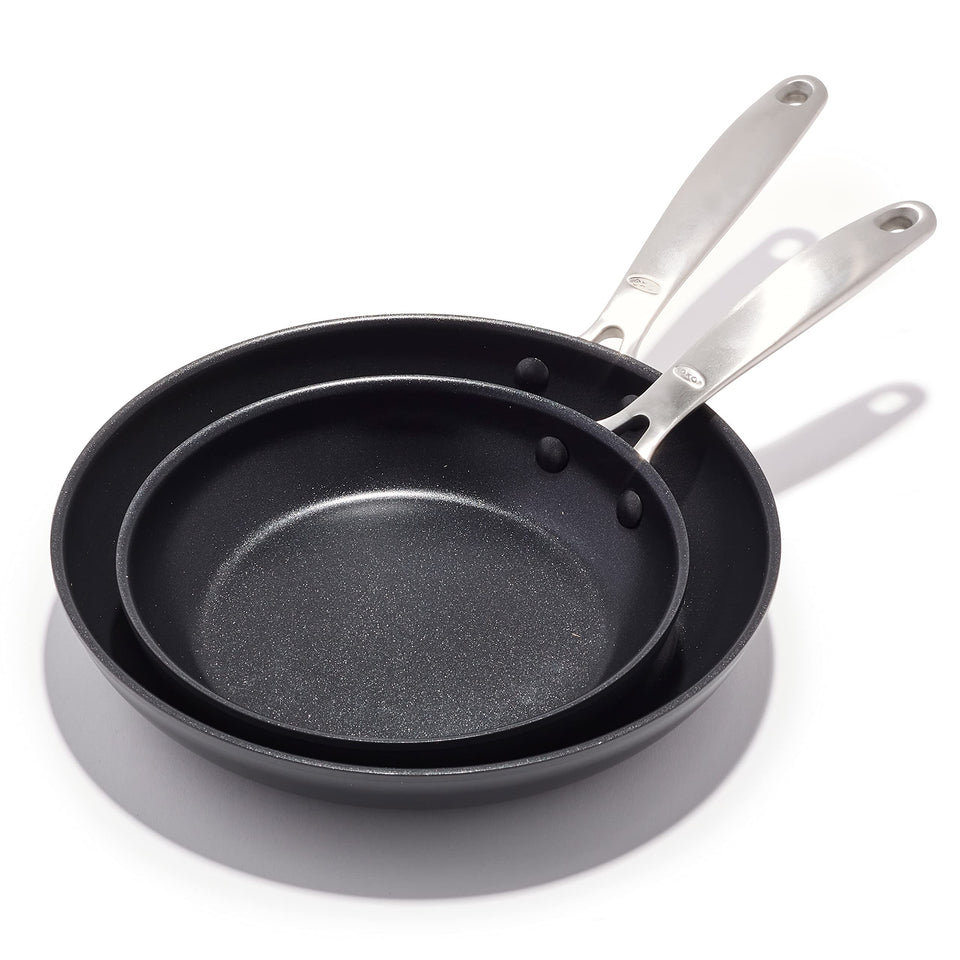 OXO Enhanced 8-inch and 10-inch frying pans set with diamond nonstick for easy cooking