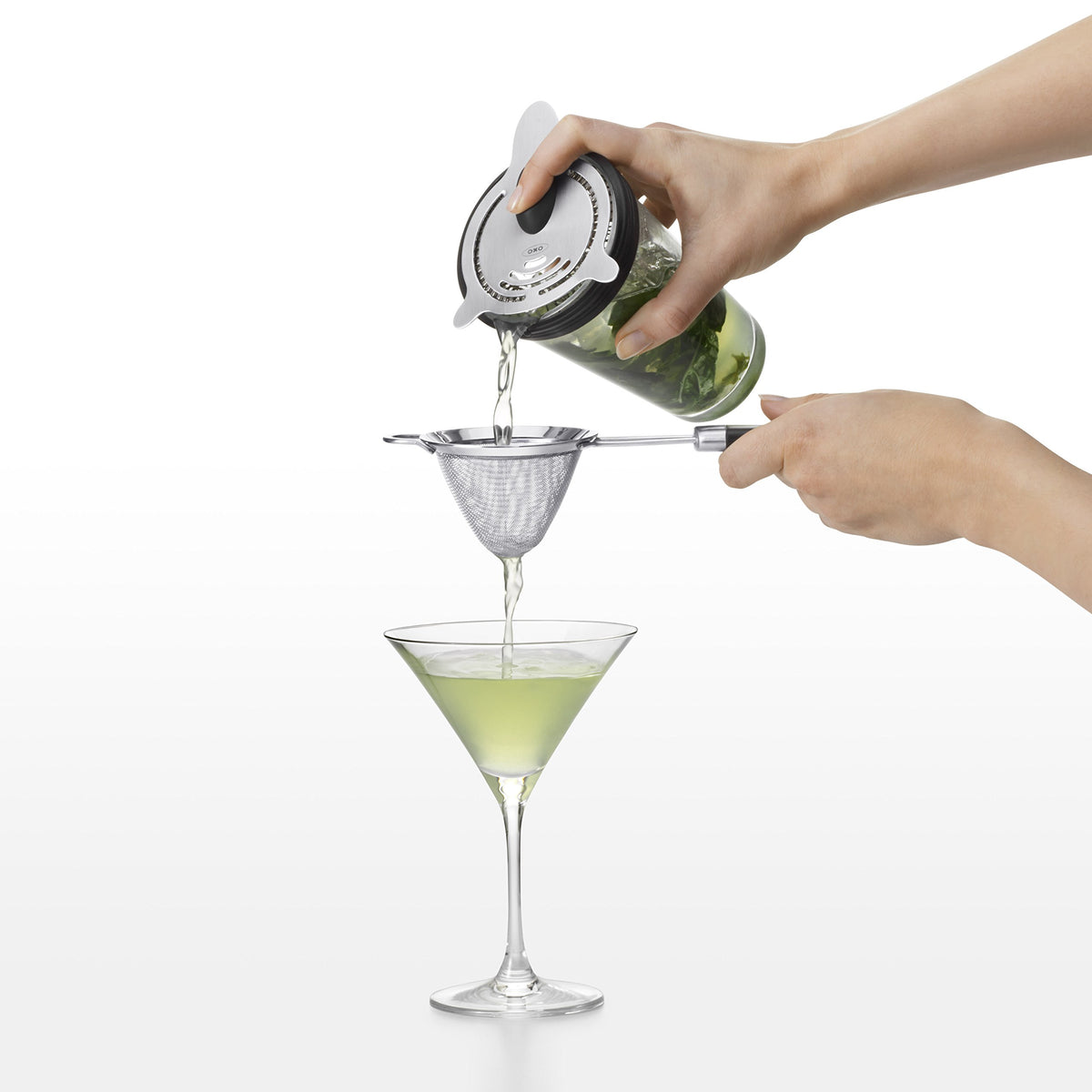 OXO fine mesh cocktail strainer dishwasher safe for easy cleaning