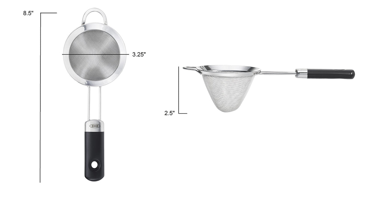 OXO fine mesh cocktail strainer double-welded construction for durable daily use