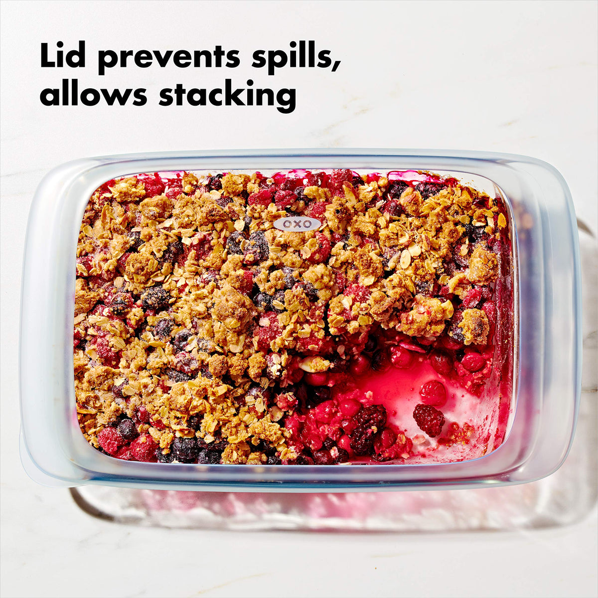OXO glass bakeware is microwave, dishwasher, and freezer safe.