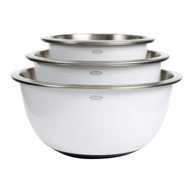 OXO Good Grips 1.5-quart stainless-steel mixing bowl, ideal for whisking eggs and dressings.