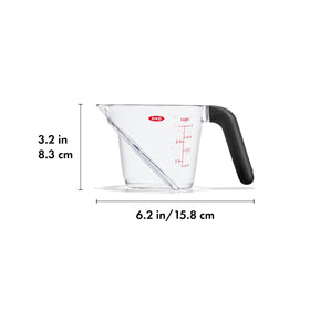 OXO Good Grips 1-Cup Angled Measuring Cup compact storage in a drawer.