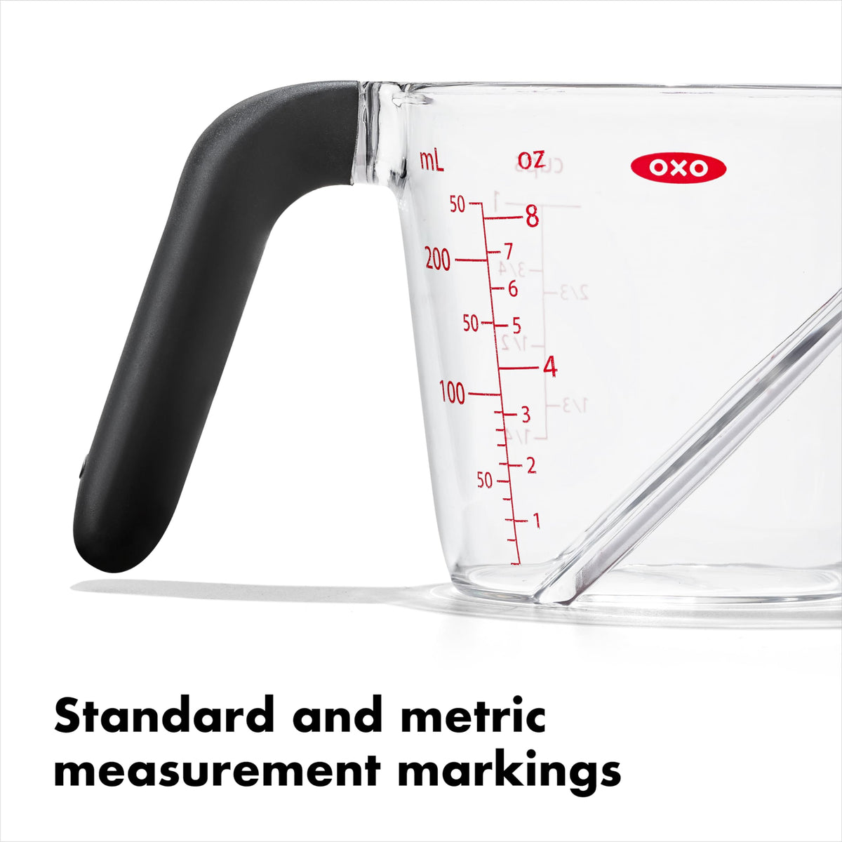 OXO Good Grips 1-Cup Angled Measuring Cup soft nonslip handle in wet conditions.