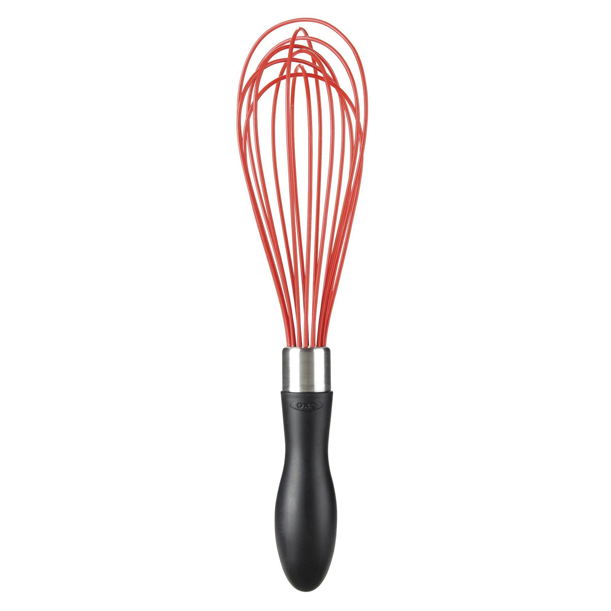 OXO Good Grips 11-inch silicone balloon whisk with red handle for non-stick cookware use