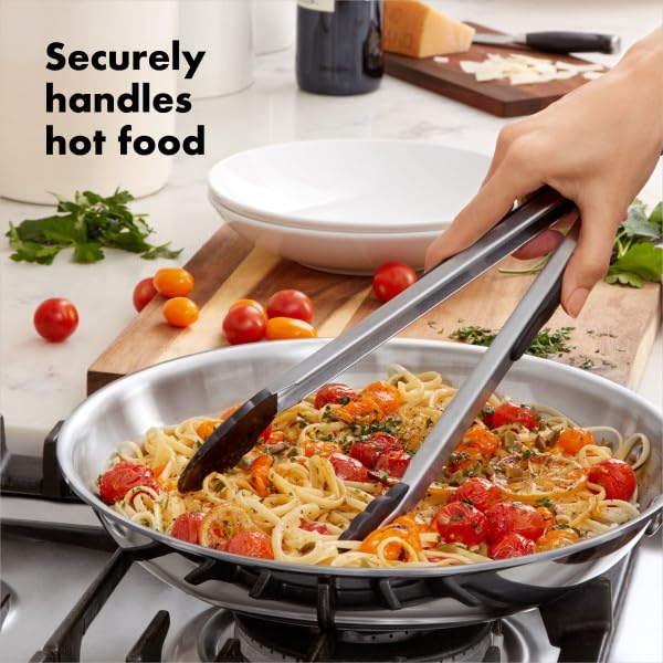 OXO Good Grips 12-Inch Tongs with locking mechanism for easy storage.