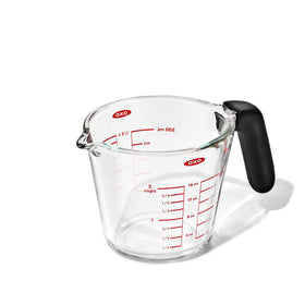 OXO Good Grips 2-Cup Glass Measuring Cup front view with clear marks