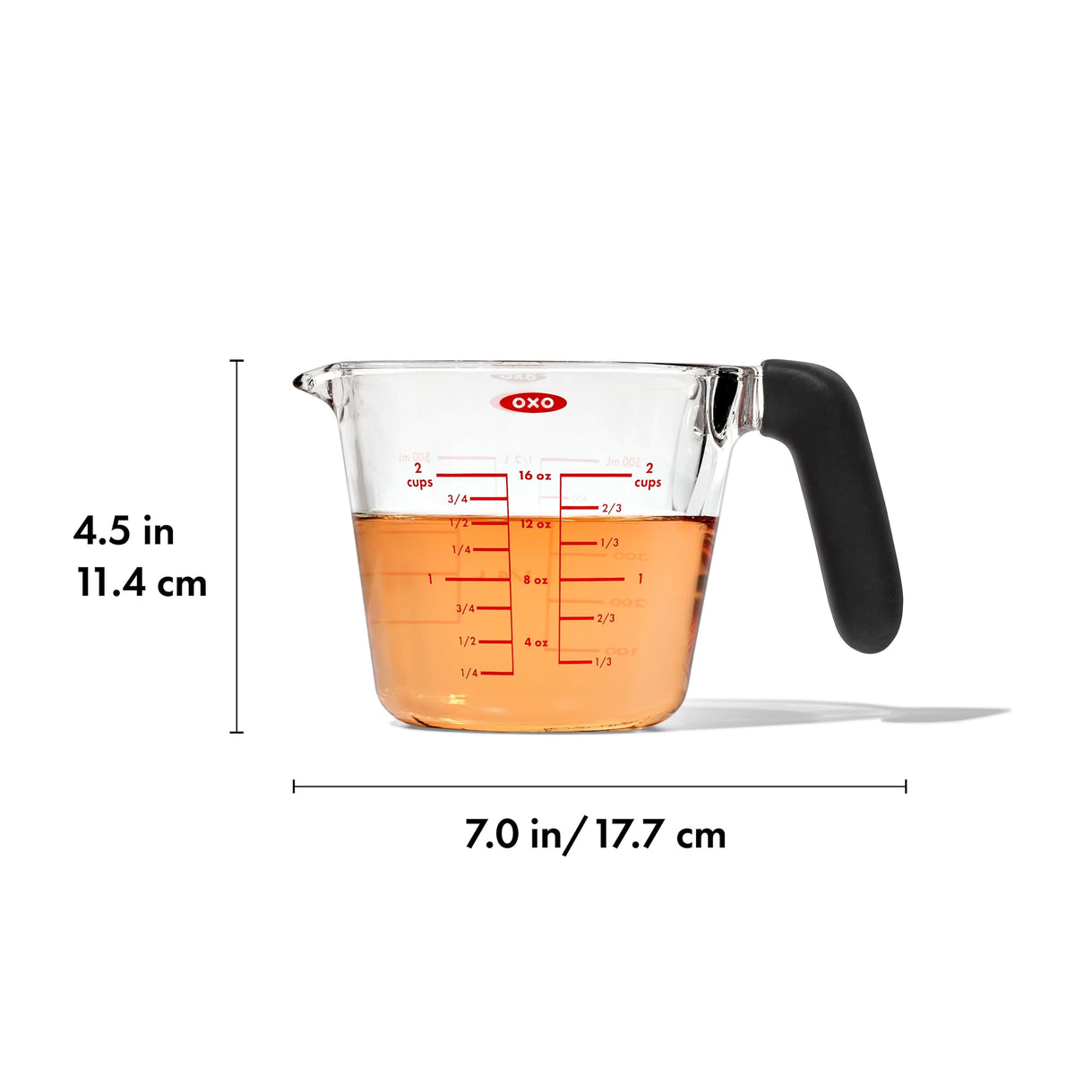 OXO Good Grips 2-Cup Glass Measuring Cup with standard and metric marks