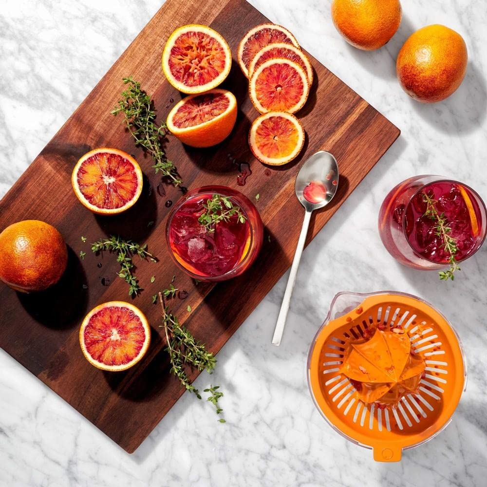 OXO Good Grips 2-in-1 citrus juicer reamers snap off for easy cleaning and storage.