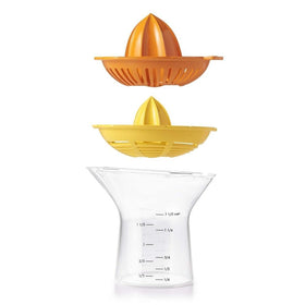 OXO Good Grips 2-in-1 citrus juicer with dishwasher-safe body for comfortable juicing.